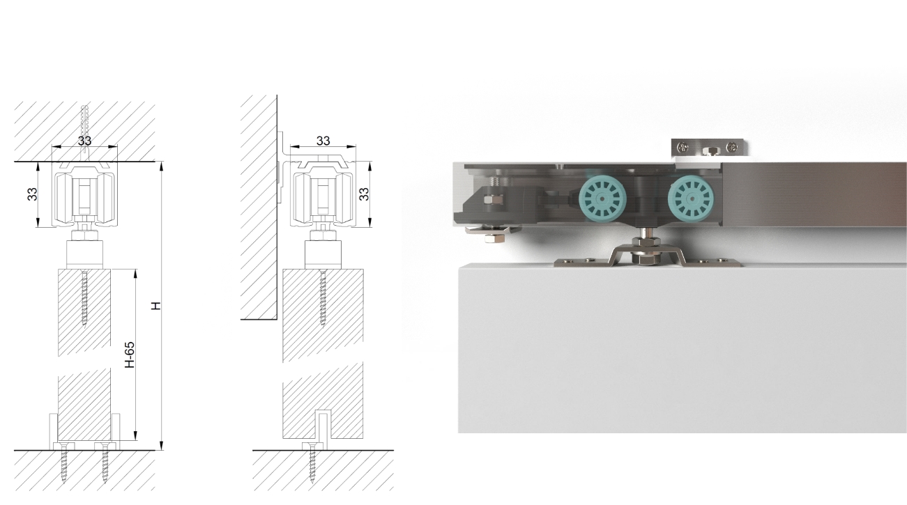 Tycho sliding door system S60 sections and detailed picture